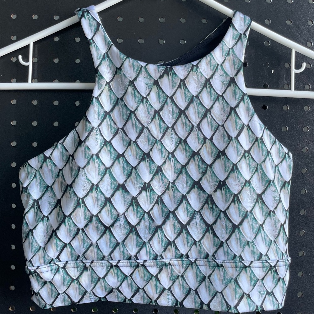 Blackmilk Dragon Scales Silver Longline Crop Top  size S